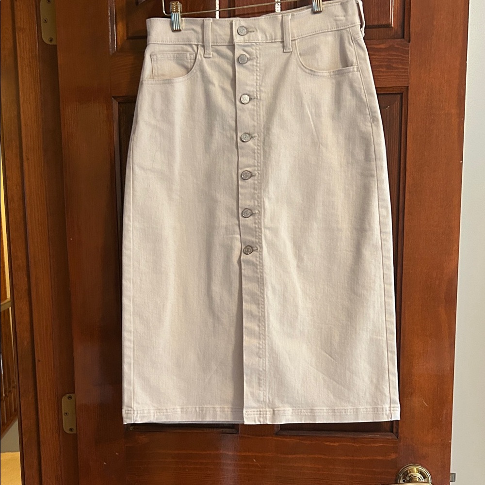 Banana Republic Light Beige Button-Down Midi Skirt